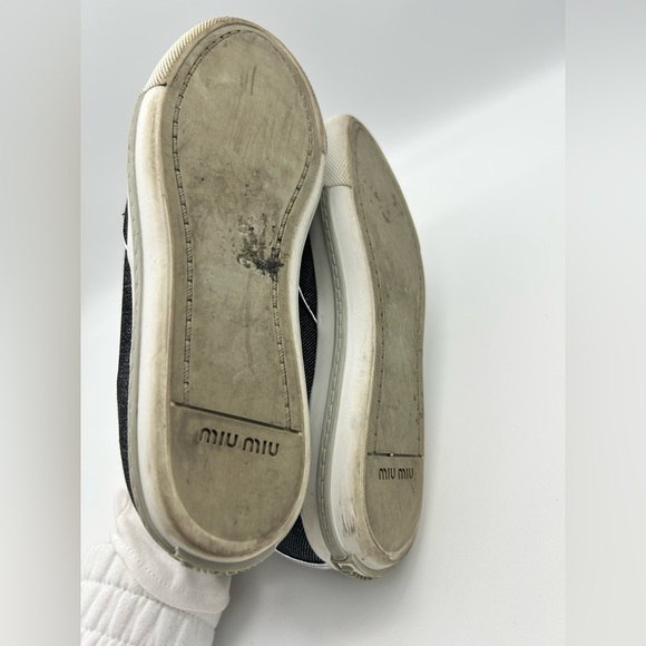 Miu miu jeans slip shoes flats athletic shoes with metal toe signed 38 - Picture 13 of 13